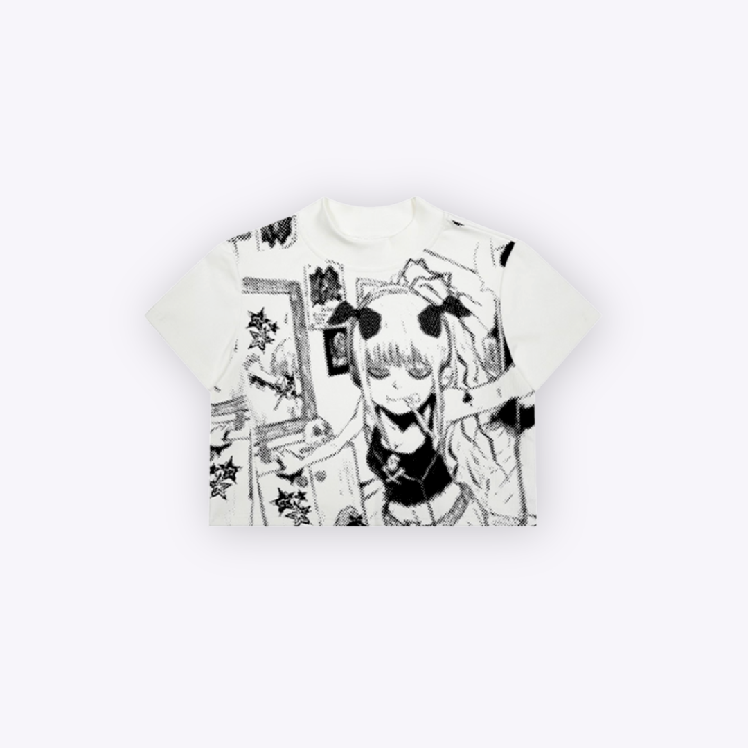 Image of White Anime Cropped Tee